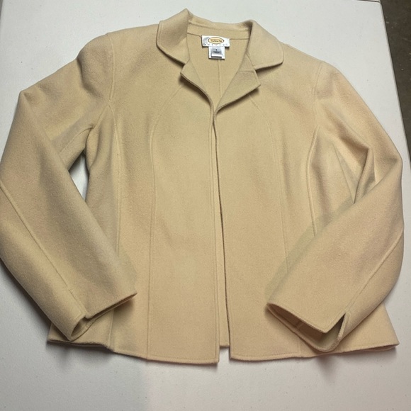 Talbots 100%Wool Open Front Cardigan Blazer Jacket Biege Tan unlined Women’s 8P - Picture 1 of 12